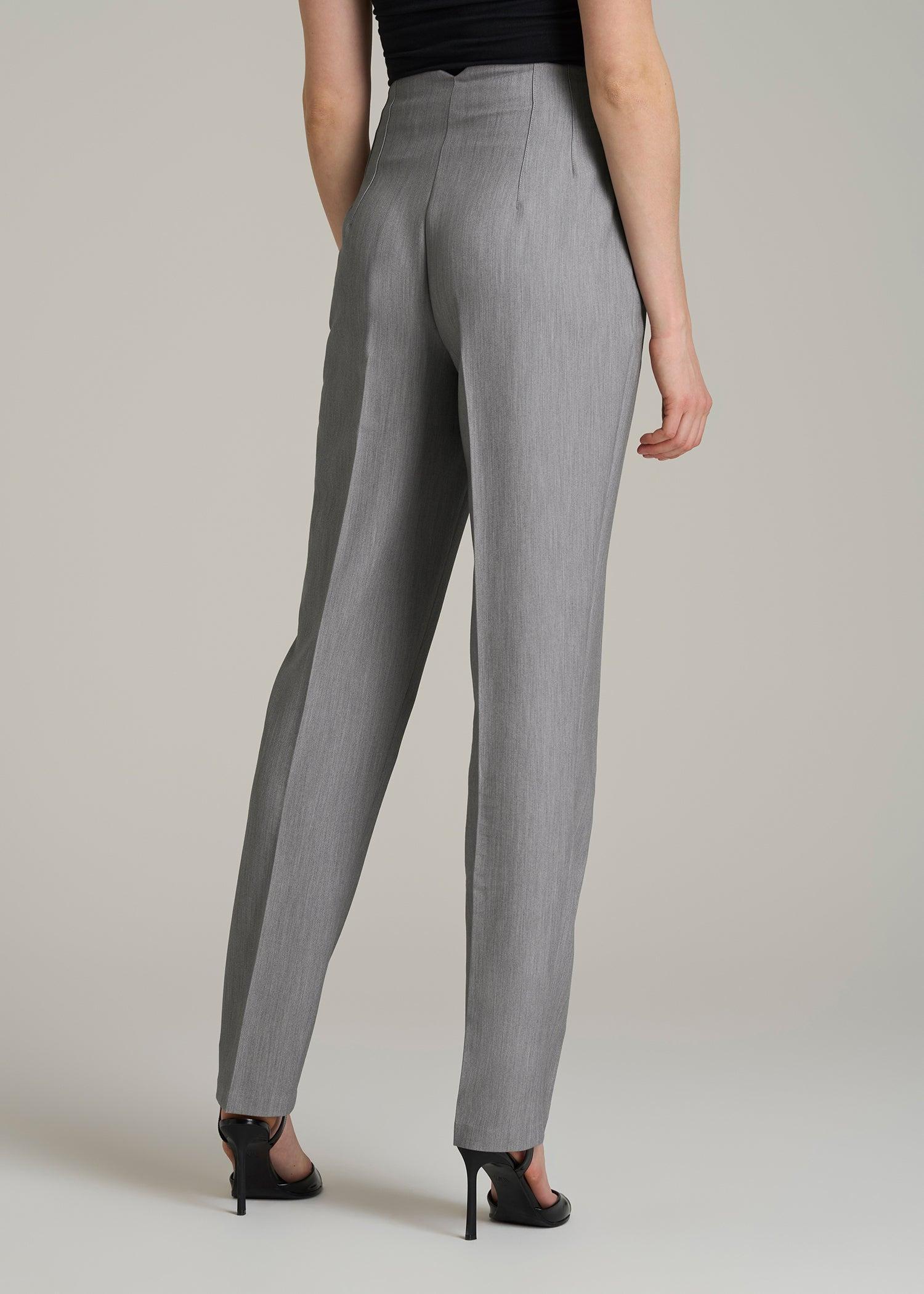 High Rise Pants with Darts for Tall Women in Ash Grey Mix Product Image