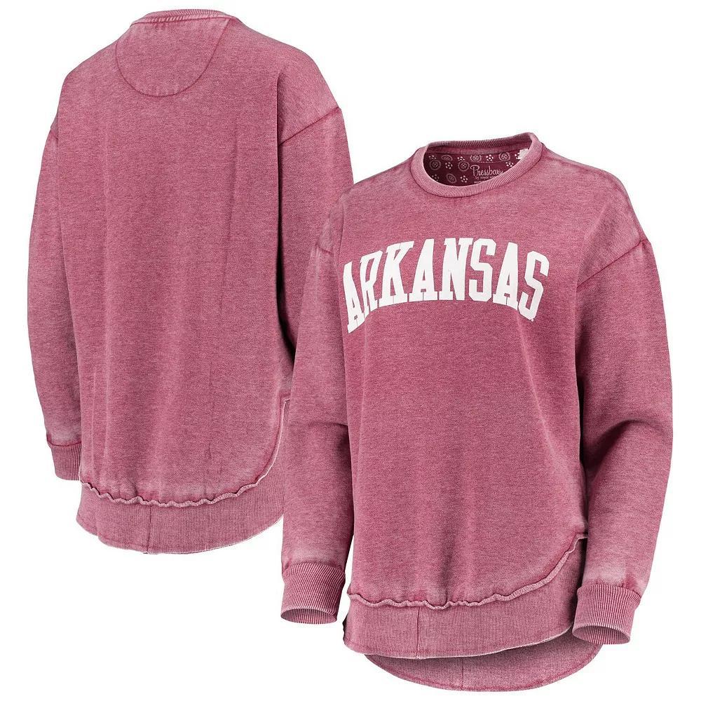 Women's Pressbox Cardinal Arkansas Razorbacks Vintage Wash Pullover Sweatshirt, Size: Large, Red Product Image