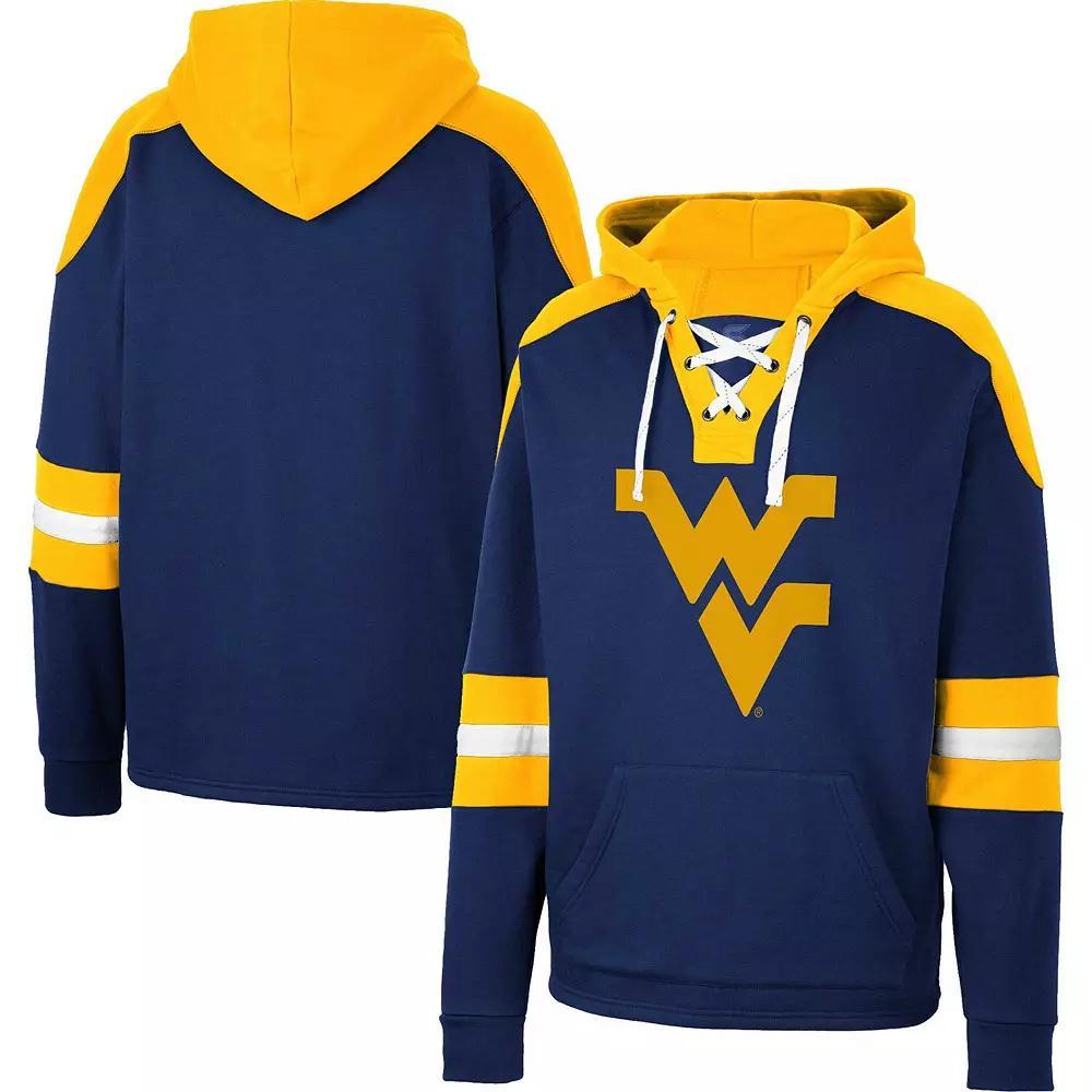Men's Colosseum Navy West Virginia Mountaineers Lace-Up 4.0 Pullover Hoodie, Size: Medium, Blue Product Image