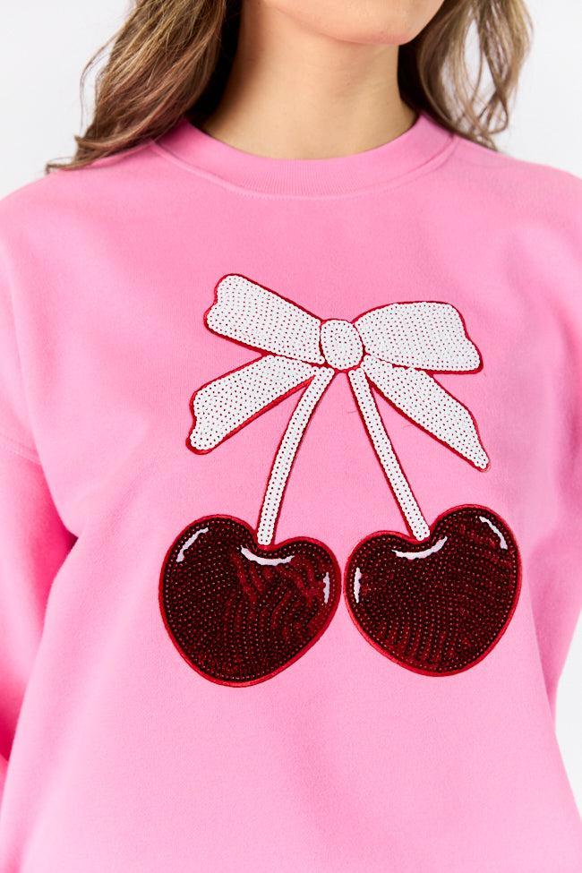 Cherry Patch Pink Oversized Sweatshirt FINAL SALE Product Image