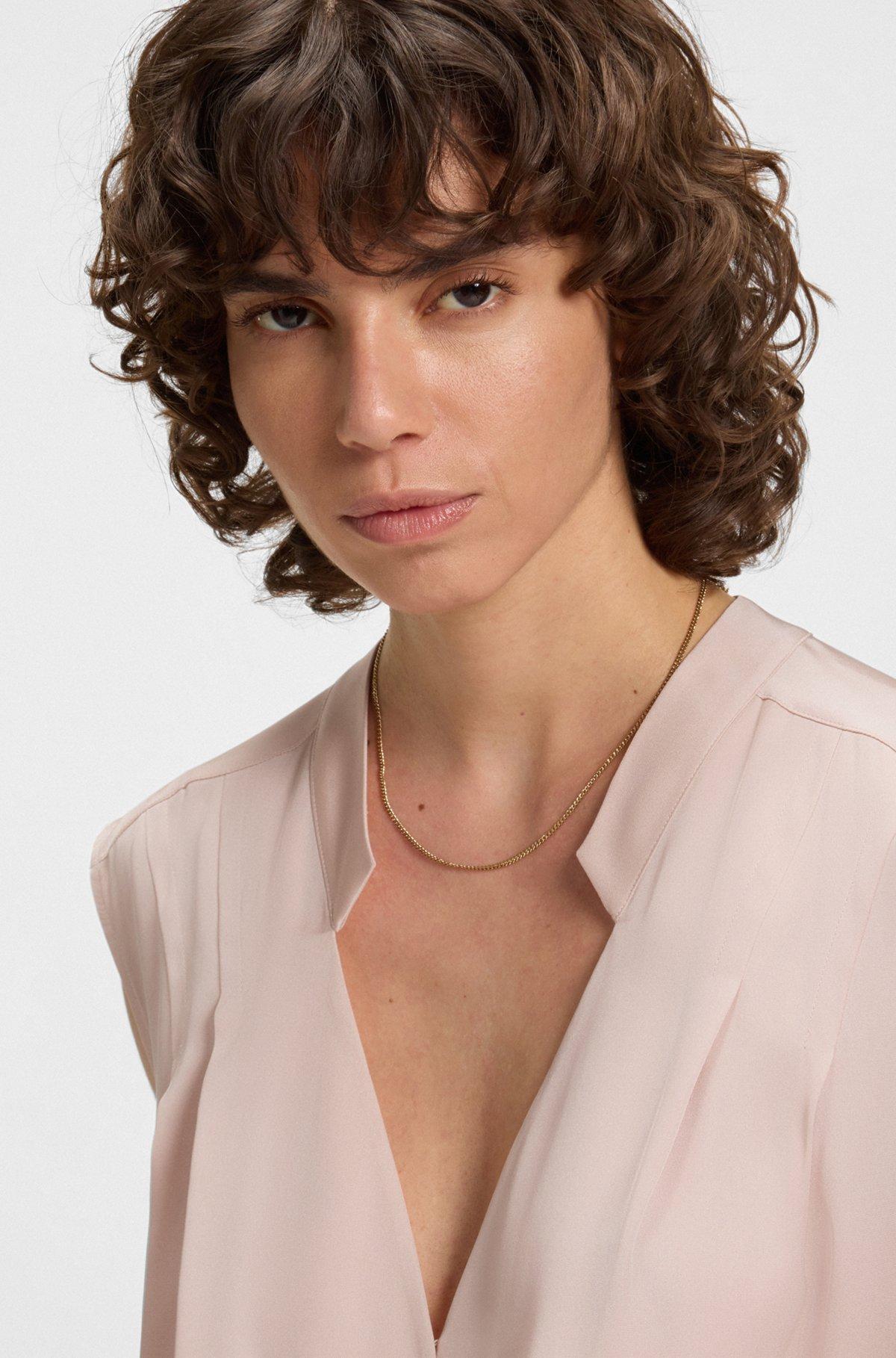 BOSS - Regular-fit blouse in stretch silk - Light Purple Product Image