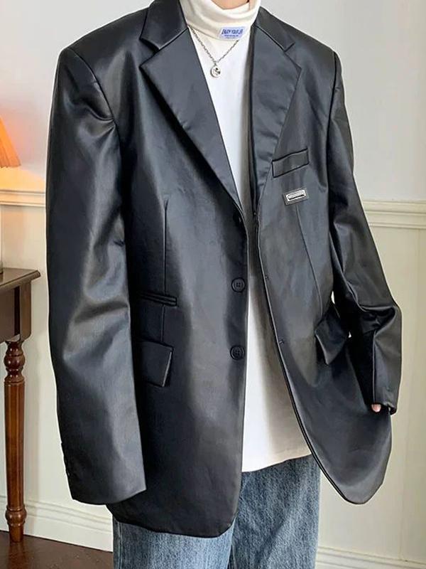 Men's Leather Jacket Blazer Product Image