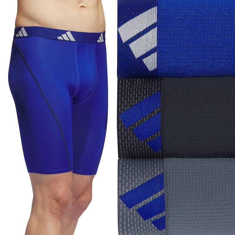 Men's adidas 3-pack Sport Performance Mesh Long-Leg Boxer Briefs, Size: Large, Blue Gray Product Image