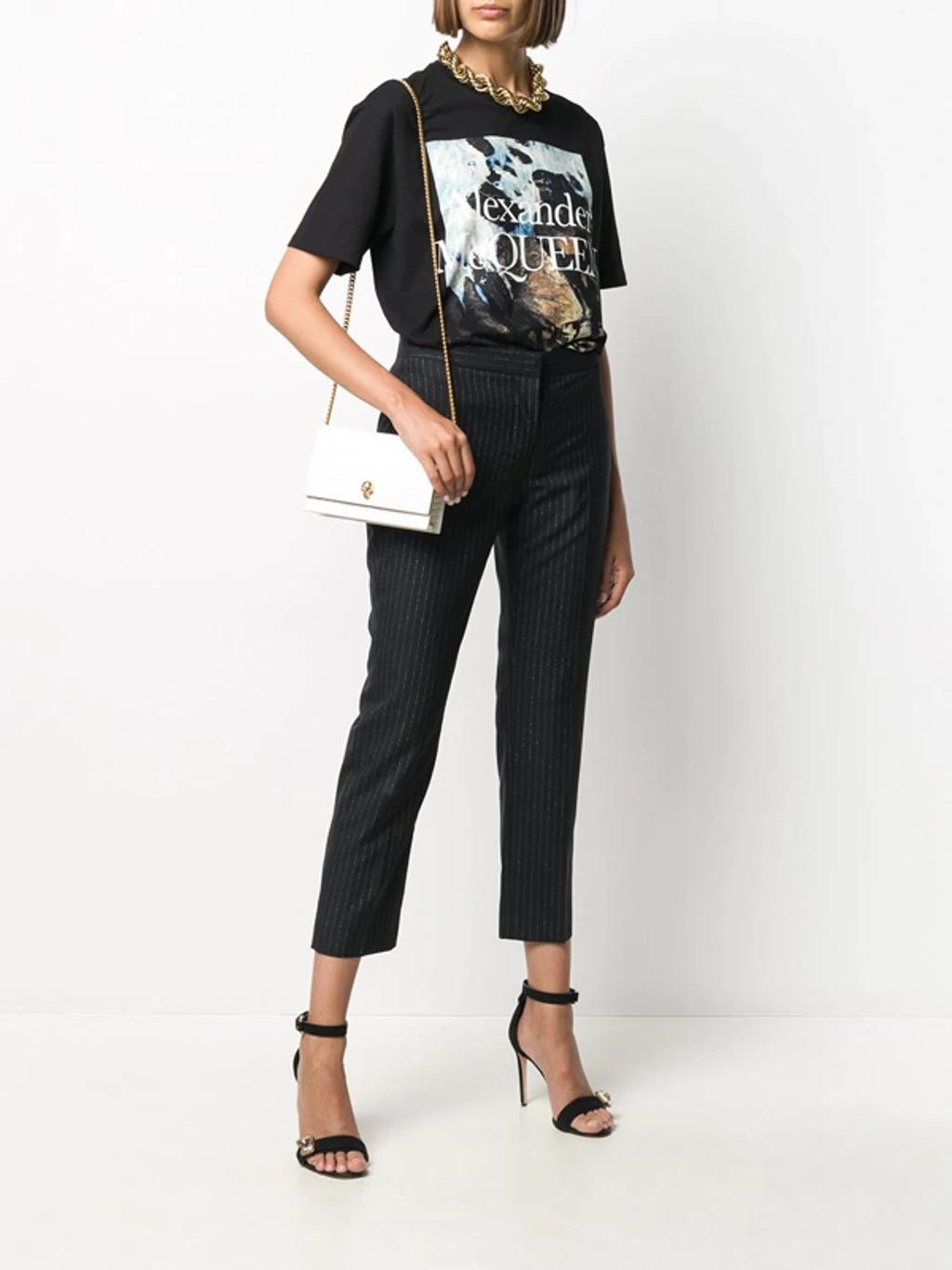 ALEXANDER MCQUEEN Skull Crocodile-effect Shoulder Bag In White Product Image