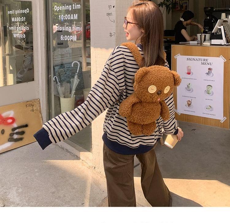 Round Neck Striped Contrast Trim Pullover Product Image