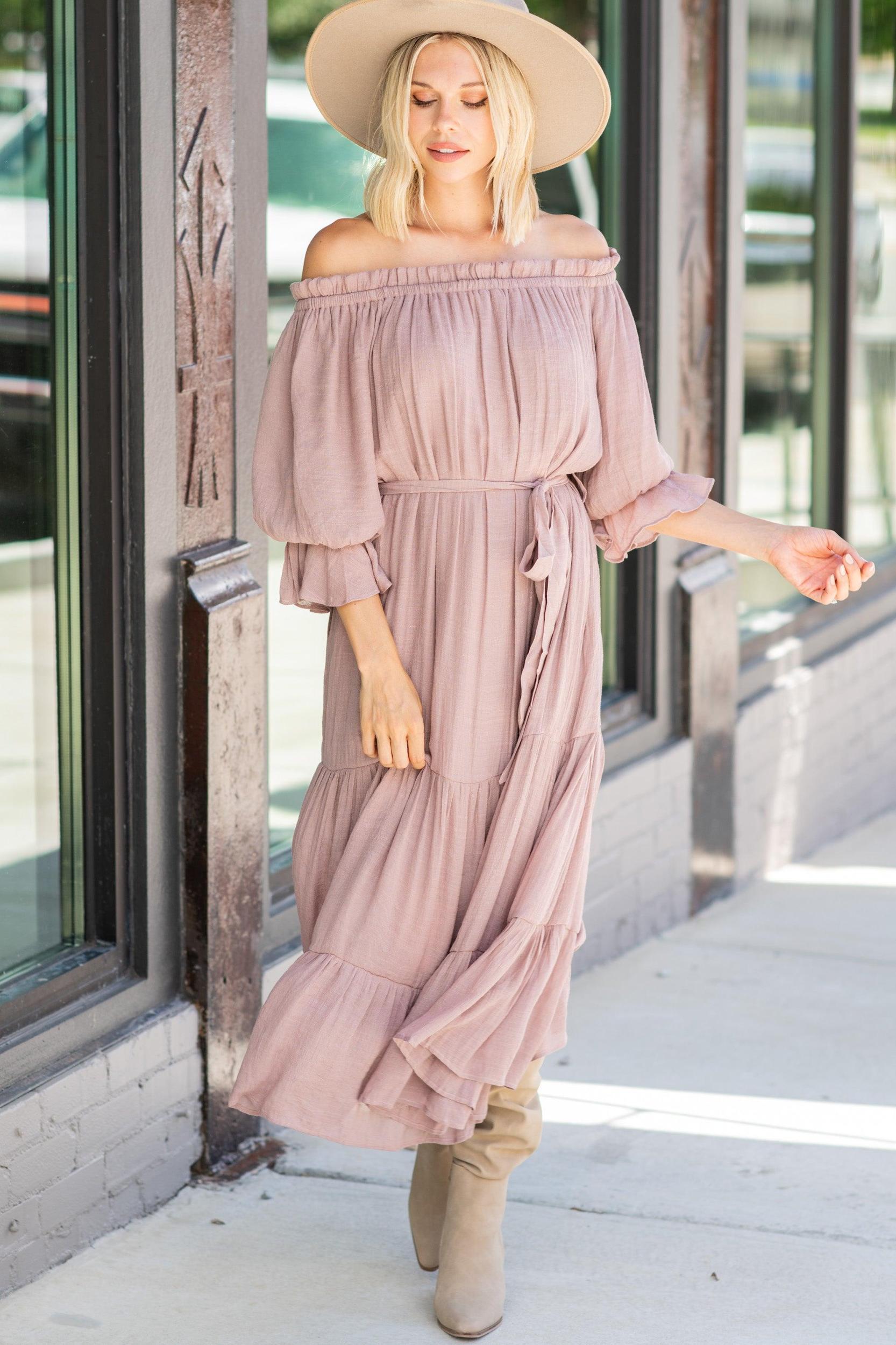 Make Your Way Mauve Pink Midi Dress Female Product Image