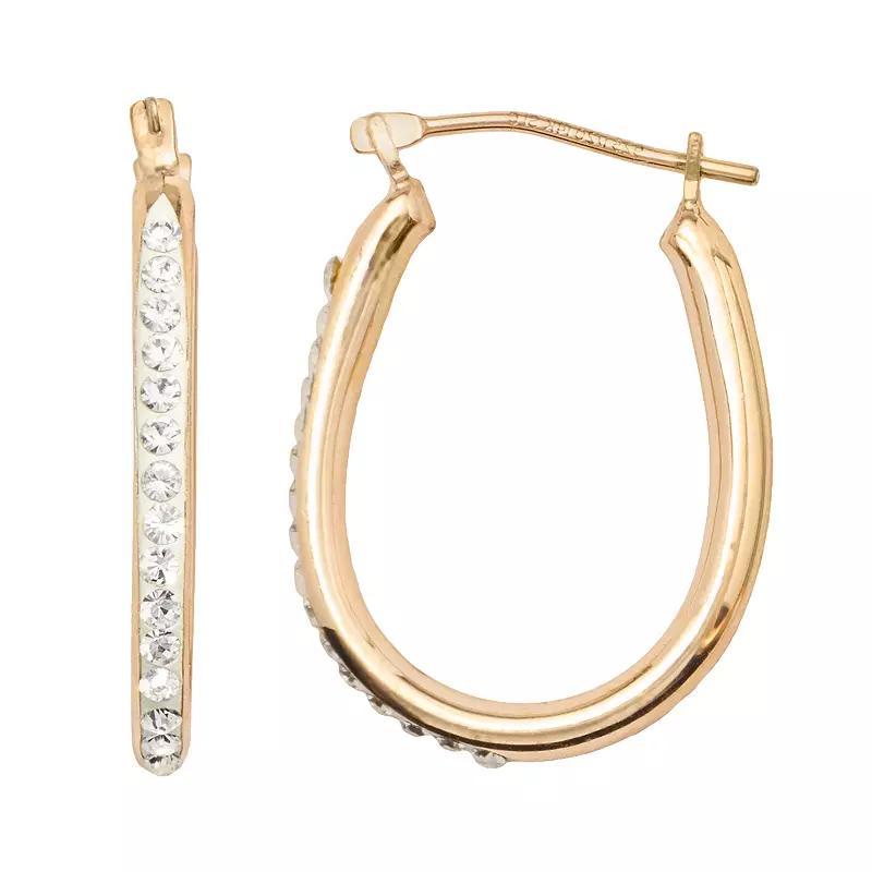 14k Gold-Bonded Sterling Silver Crystal U-Hoop Earrings, Women's, 14kt Yellow Gold Product Image