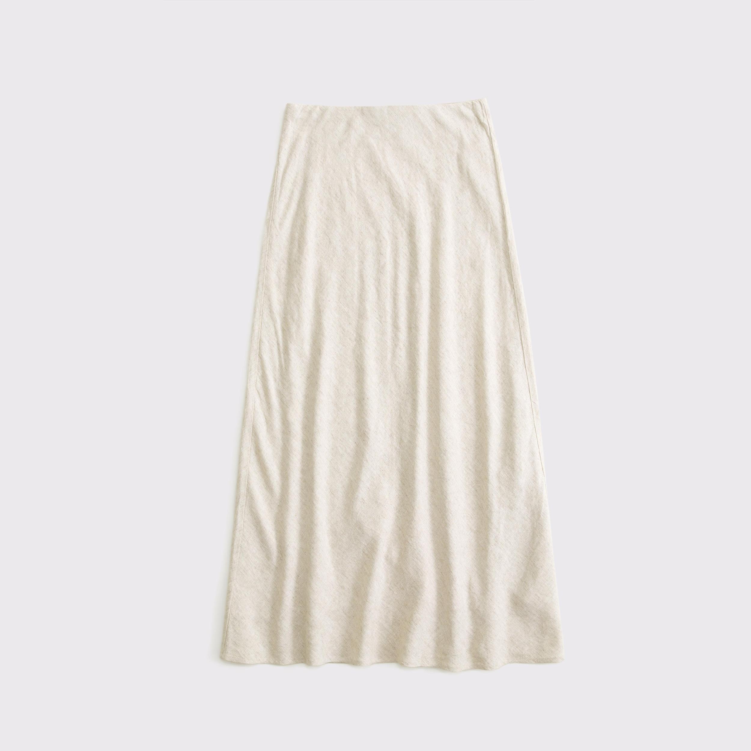 Mid Rise Linen-Blend Maxi Skirt Product Image