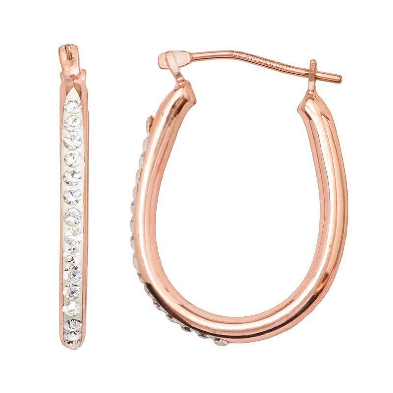14k Gold-Bonded Sterling Silver Crystal U-Hoop Earrings, Women's, 14kt Yellow Gold Product Image