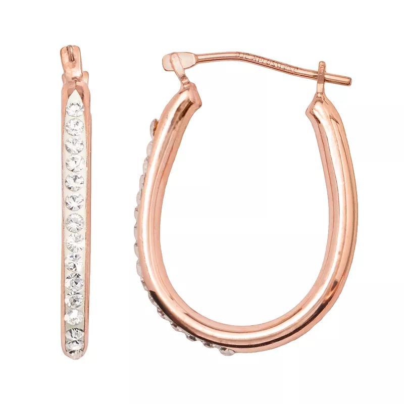 14k Gold-Bonded Sterling Silver Crystal U-Hoop Earrings, Women's, 14kt Yellow Gold Product Image