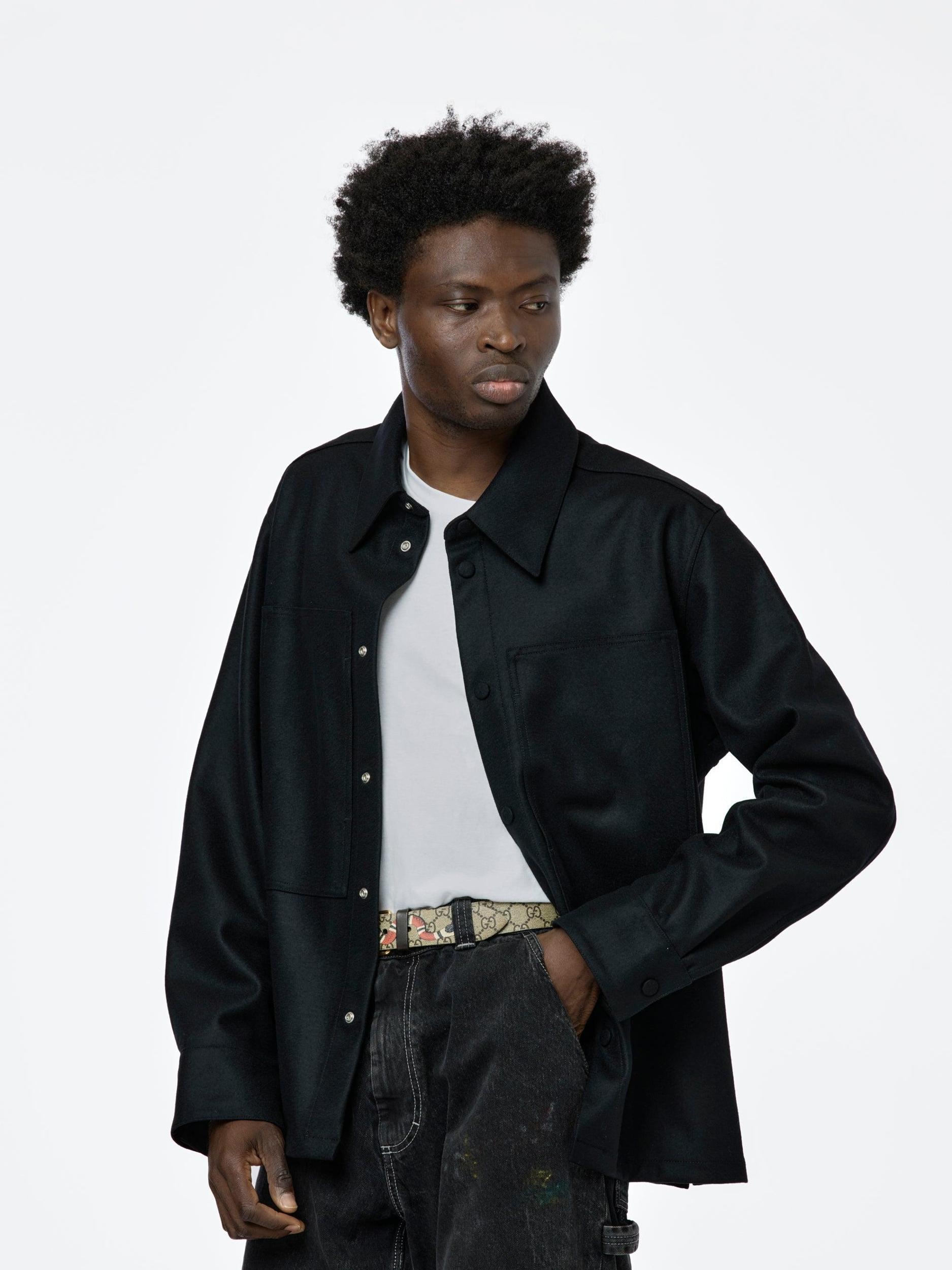 Boxy Over Shirt (Black) Product Image