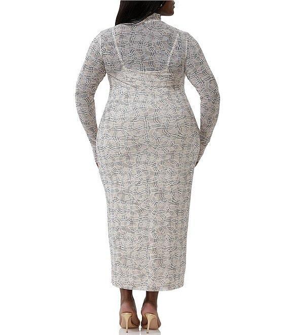 AFRM Plus Shailene Lace Plaid Print Turtleneck Long Sleeve Midi Dress Product Image