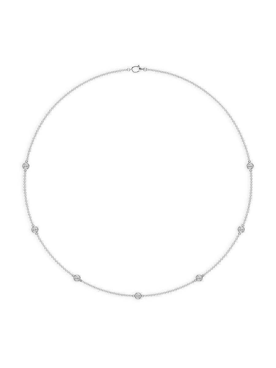 Womens 14K White Gold & Lab-Grown 7-Diamond Station Necklace/0.70-2.10 TCW Product Image