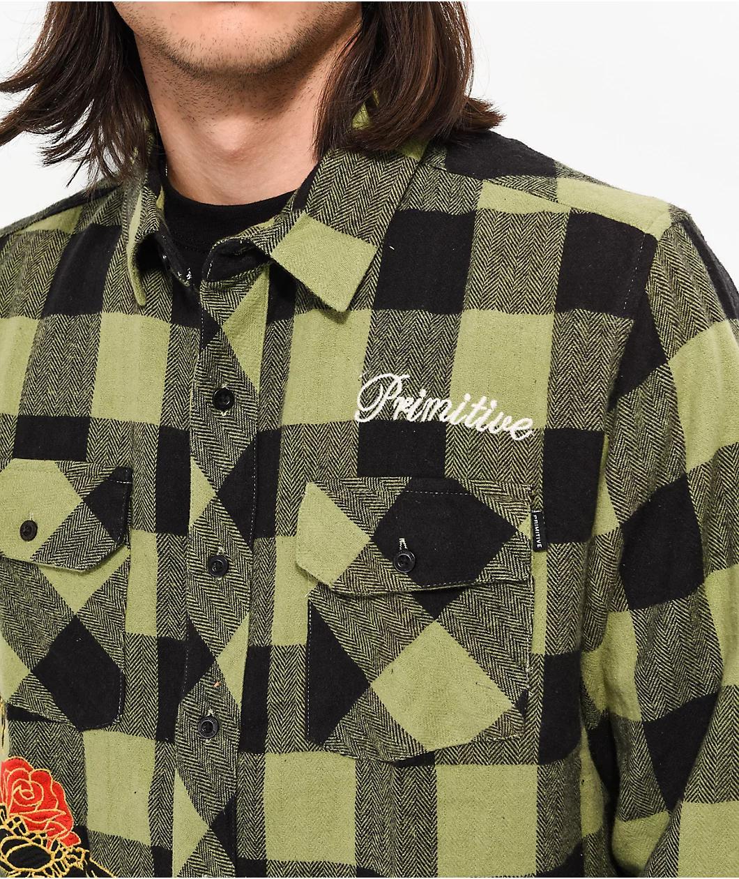 Primitive Buffalo Black & Green Flannel Shirt Product Image