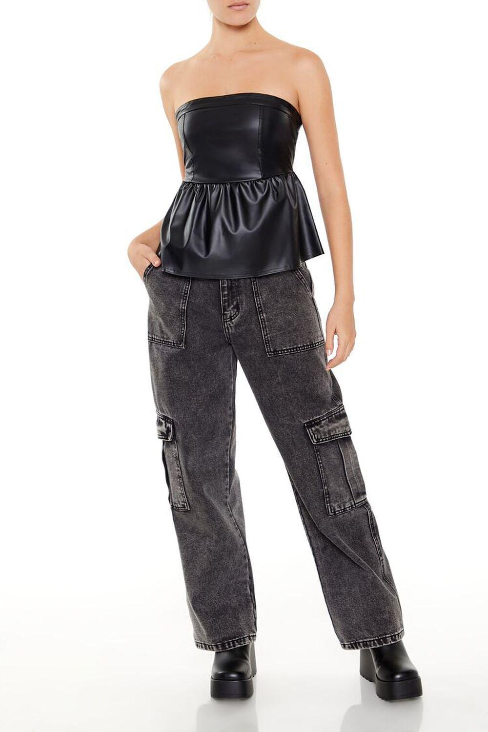 Faux Leather Peplum Tube Top | Forever 21 Product Image