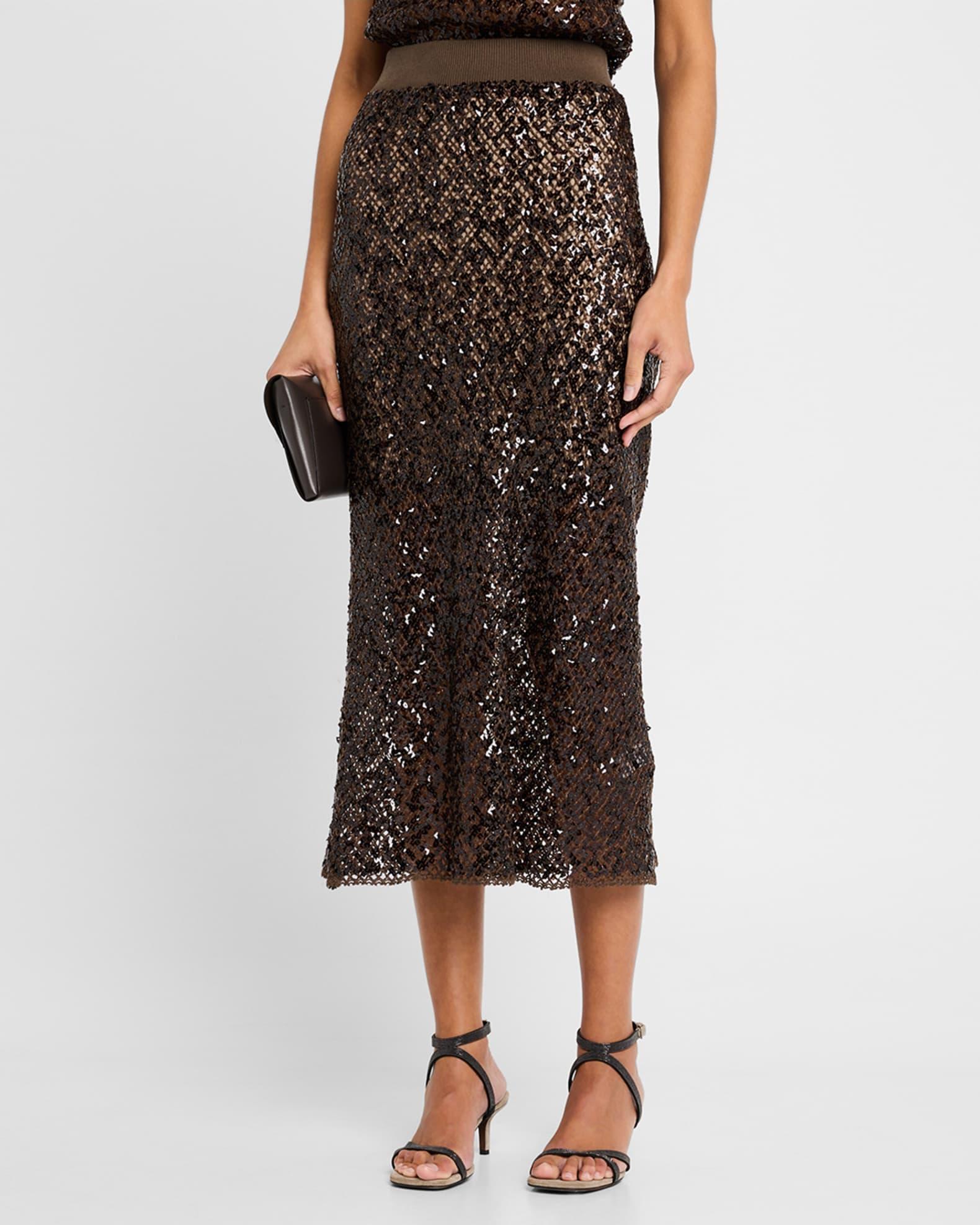 Paillette Net Knit Midi Skirt Product Image