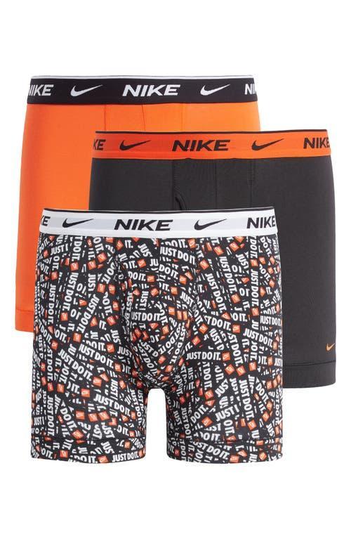 Men's Nike Dri-FIT Essential 3-pack Stretch Boxer Briefs, Size: Large, Black Orange Blue Product Image