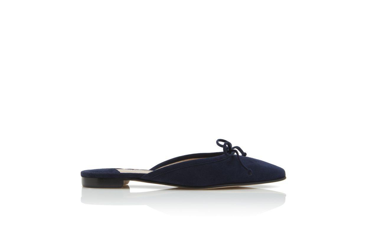 BALLERIMU Navy Blue Suede Flat Mules Product Image