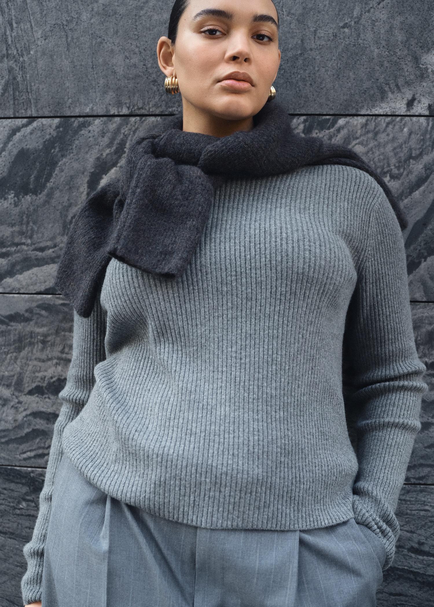 Boat neck ribbed sweater - Women | MANGO USA Product Image
