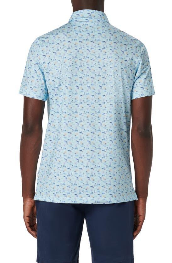 BUGATCHI Victor Ooohcotton® Tropical Print Polo In Aqua Product Image