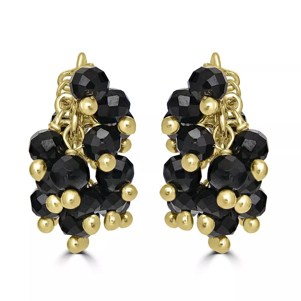Gemistry 14k Gold Over Sterling Silver Gemstone Cluster Drop Earrings, Women's, Black Spinel Product Image