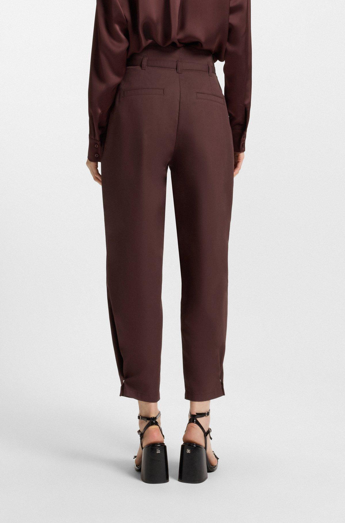 HUGO - Tapered-fit cargo pants in Italian cotton twill - Dark Brown Product Image
