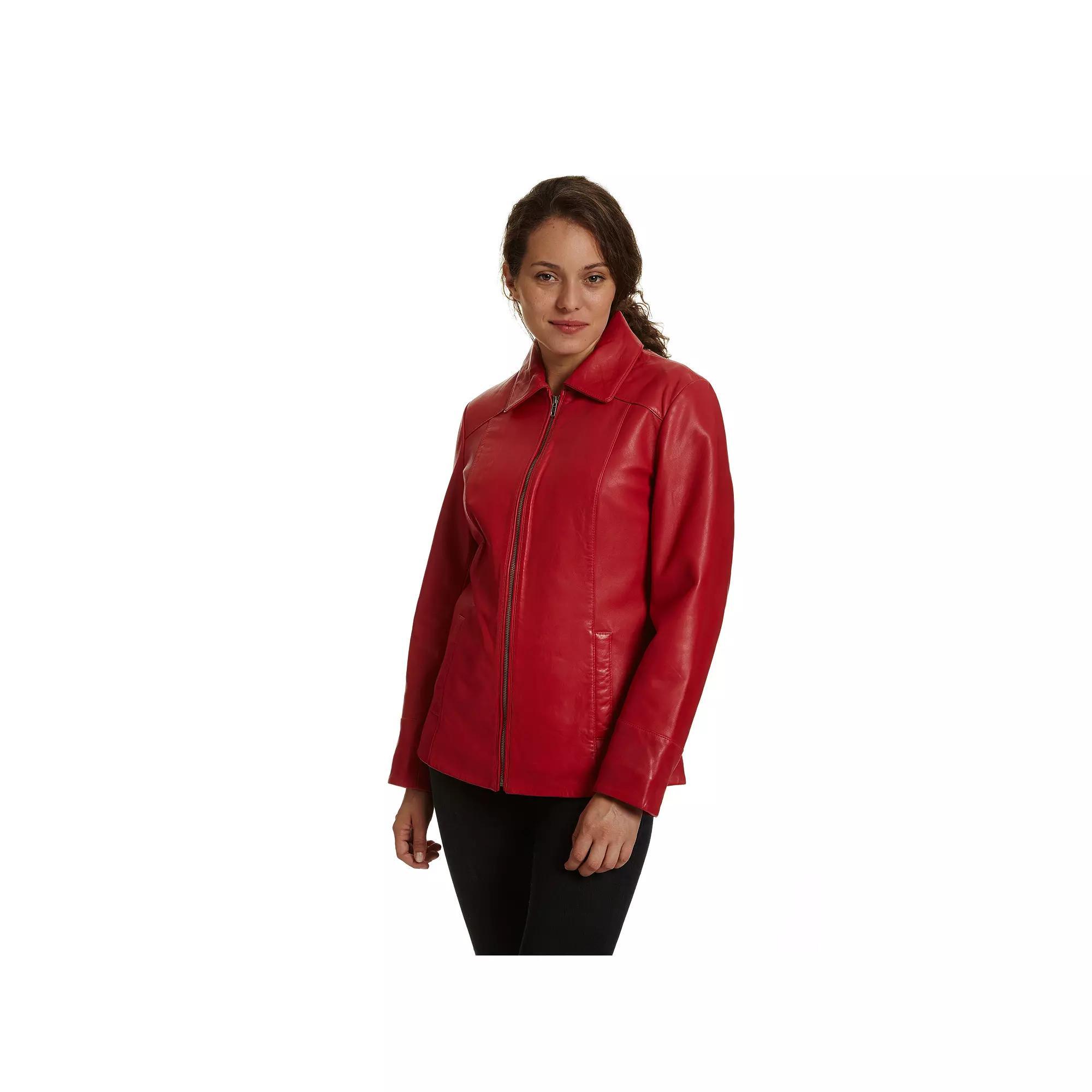 Women's Excelled Leather Scuba Jacket, Size: Medium, Red Product Image