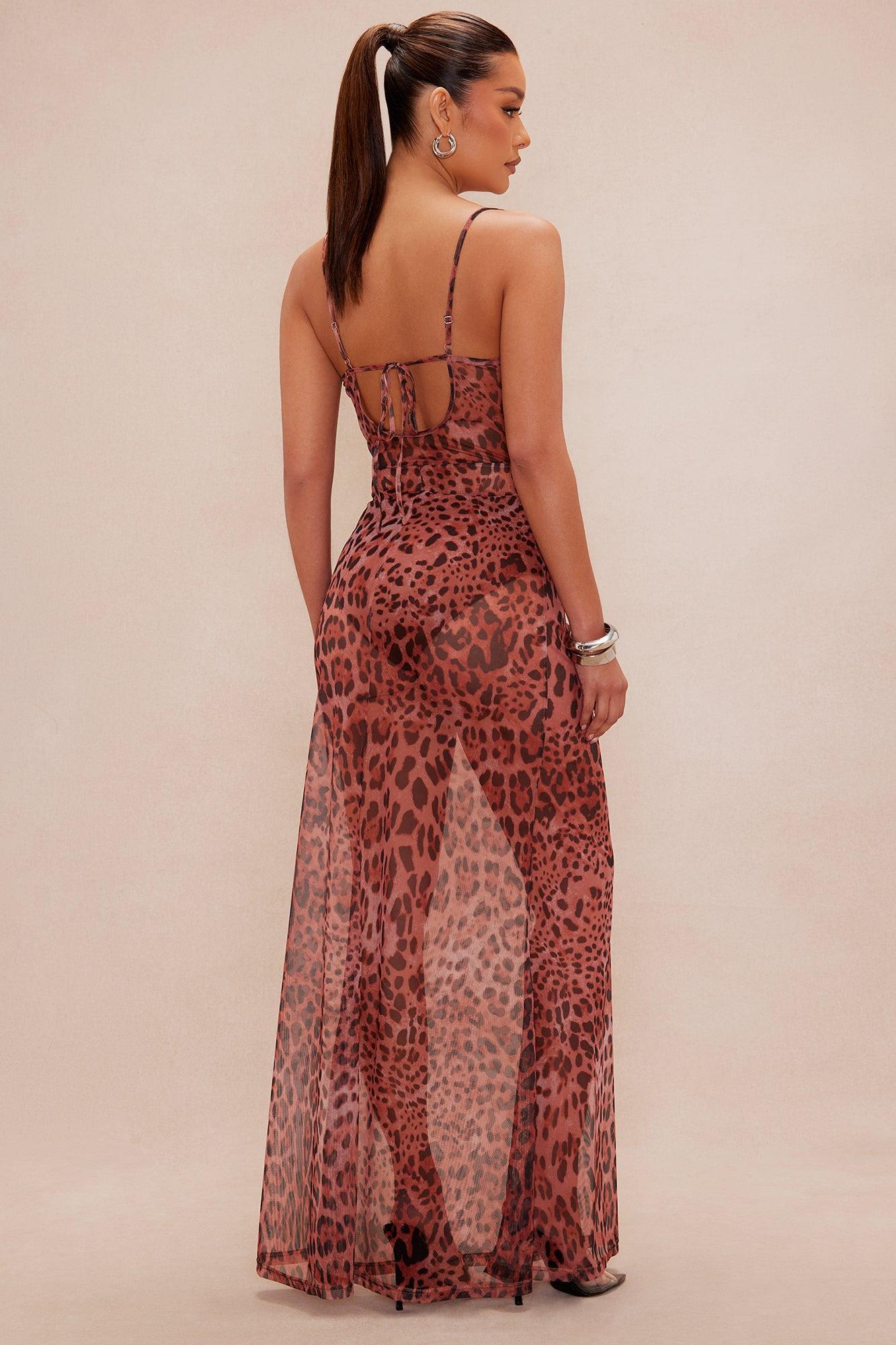 Alessia Leopard Mesh Maxi Dress - Leopard Product Image