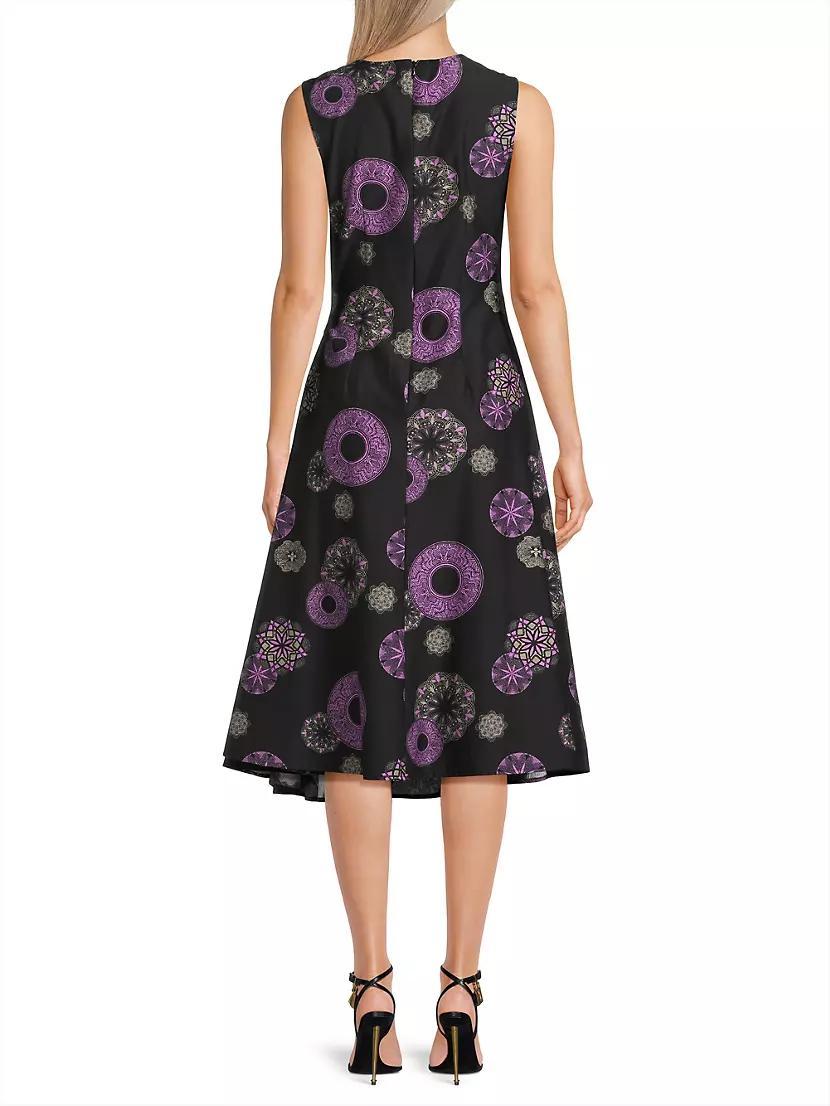 Ikiagi Geometric Cotton-Silk Sleeveless Midi-Dress Product Image