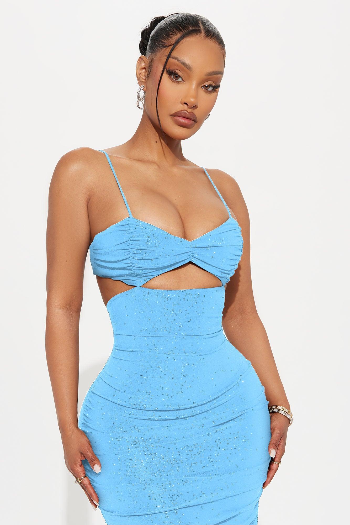 Sparkling Bright Glitter Maxi Dress - Aqua Product Image