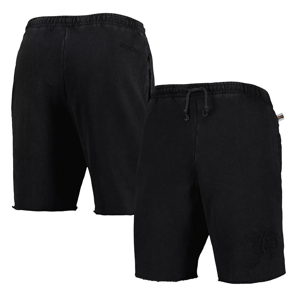 Men's Mitchell & Ness Black Philadelphia 76ers French Terry Tonal Fleece Shorts, Size: Small, 76r Black Product Image