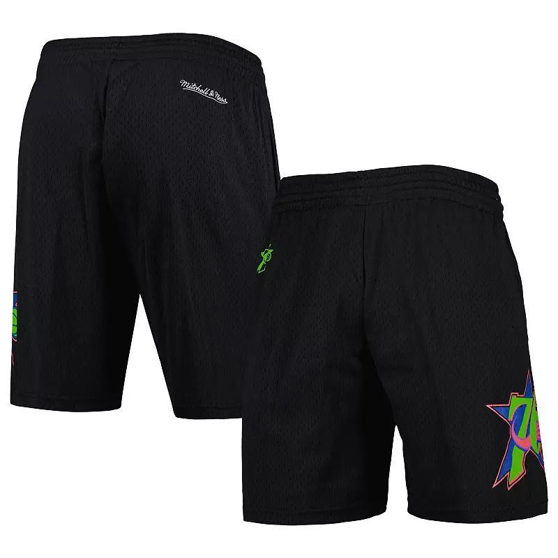 Men's Mitchell & Ness Black Philadelphia 76ers Hardwood Classics Color Bomb Energy Shorts, Size: Medium, 76r Black Product Image