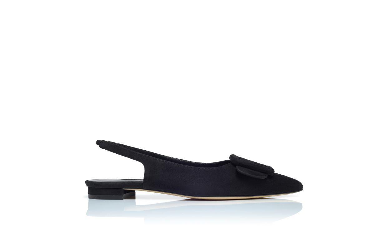 MAYLURA Black Suede Buckle Detail Slingback Flat Pumps Product Image