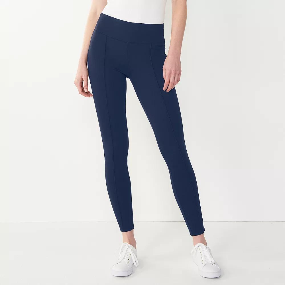 Petite Nine West Seamed Tummy Control Ponte Leggings, Women's, Size: Small Petite, Captain Product Image