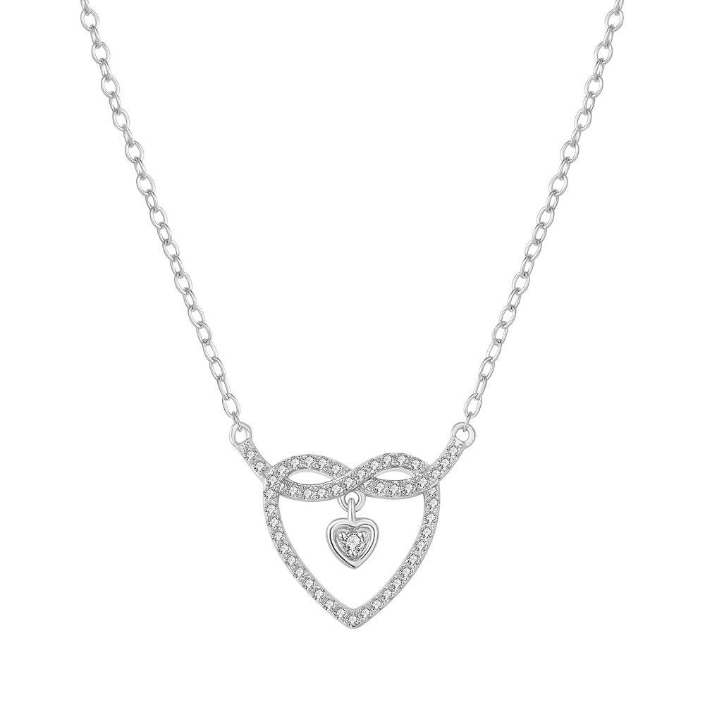 Sterling Silver 1/5 Carat T.W. Diamond Infinity Heart Necklace, Women's, Size: 18" Product Image