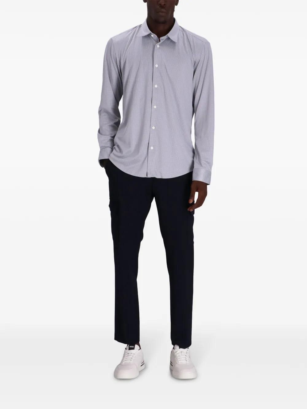 HUGO BOSS Stretch-jersey Micro-check Shirt In 485 Product Image