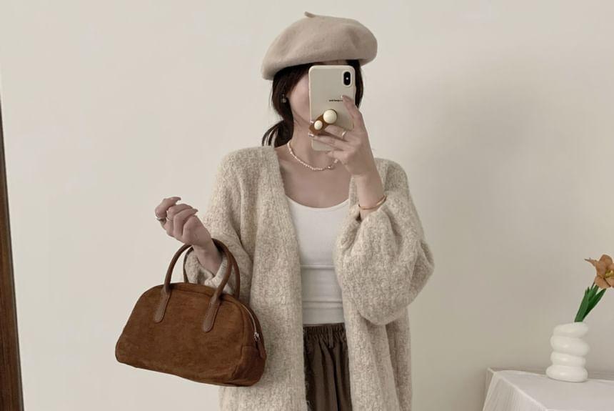 Plain Open Front Oversized Cardigan Product Image