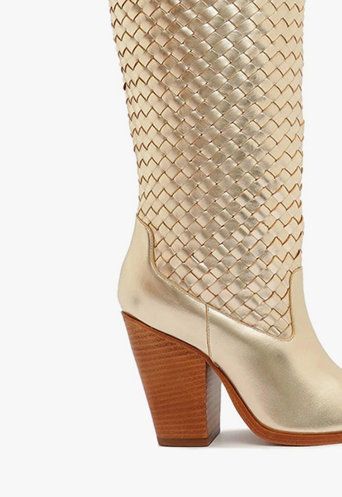 Ella Woven Metallic Leather Boot Product Image