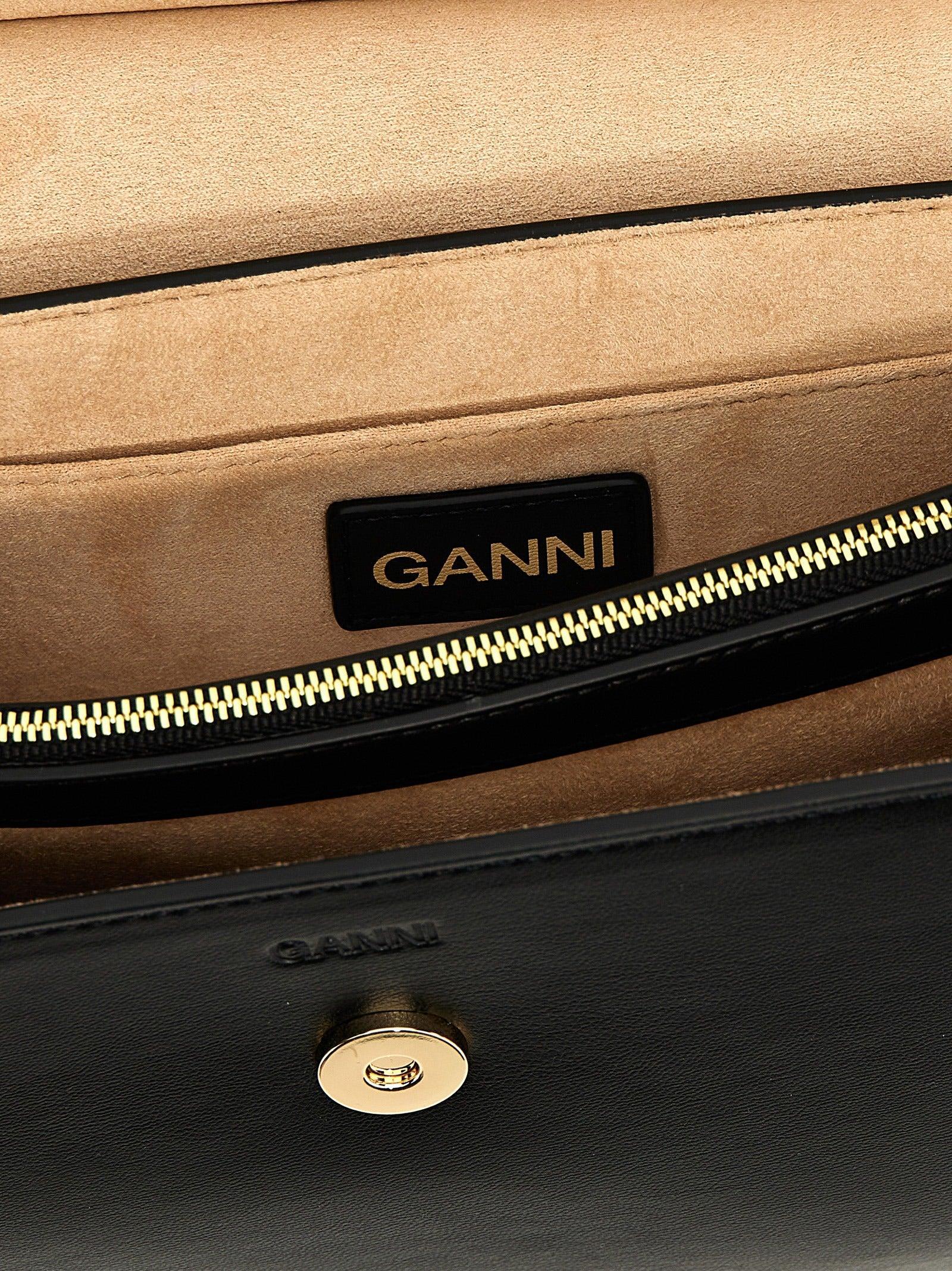 GANNI Small Shoulder Bag With Adjustable Strap And Gold-tone Hardware In Black Product Image