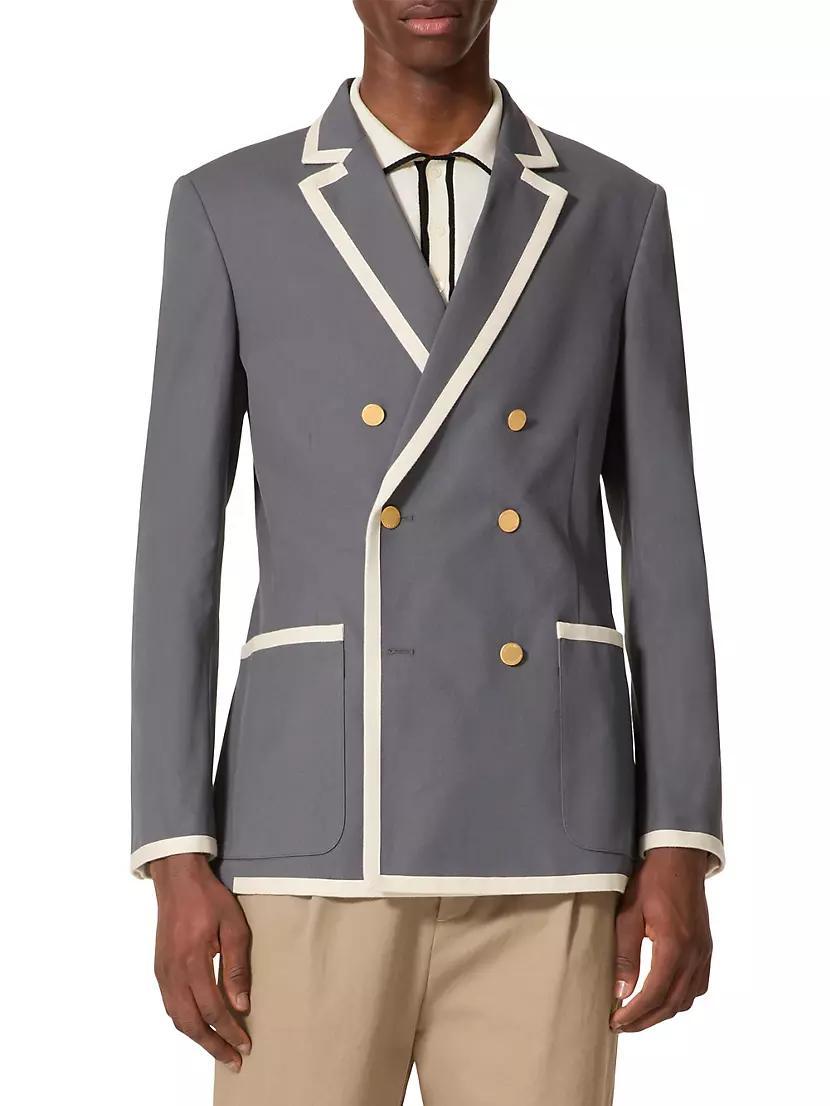 Double-Breasted Jacket in Stretch Cotton Canvas Product Image