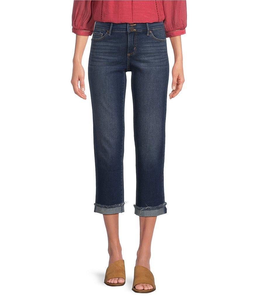 Code Bleu Soho High Rise Skinny Leg Double Waistband Frayed Capri Jeans Product Image