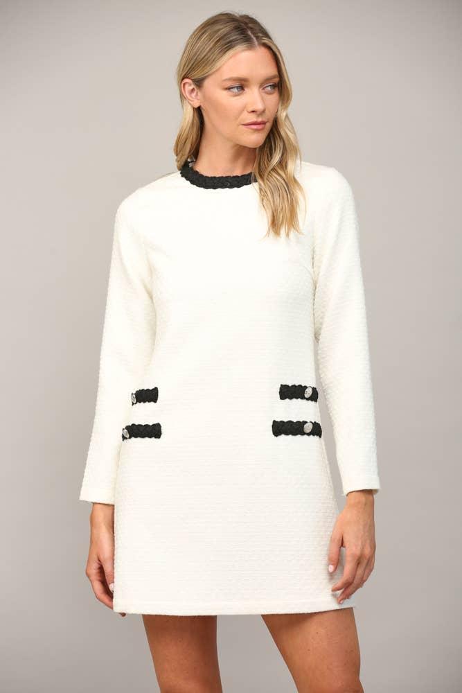 Braided Trim Tweed Dress Product Image