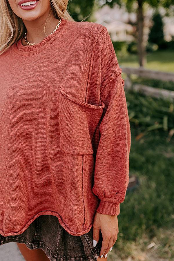 Cappuccino Please Knit Sweater in Rust Product Image