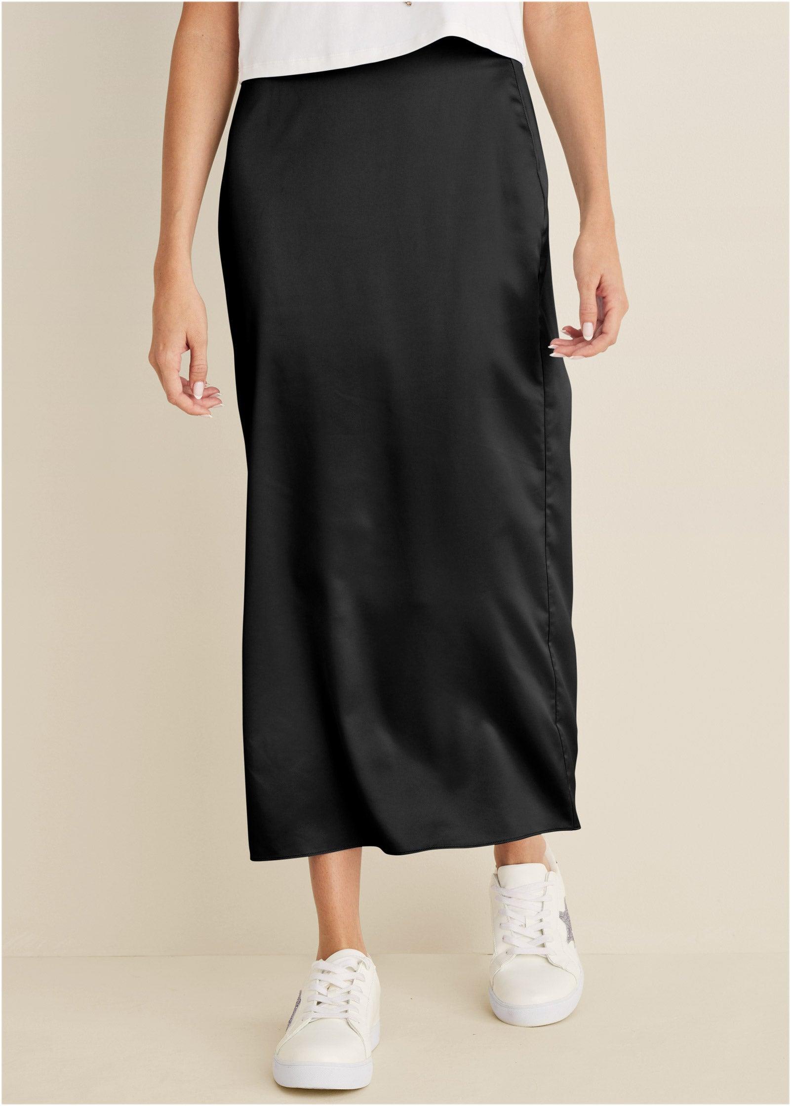Midi Slip Skirt - Black Product Image