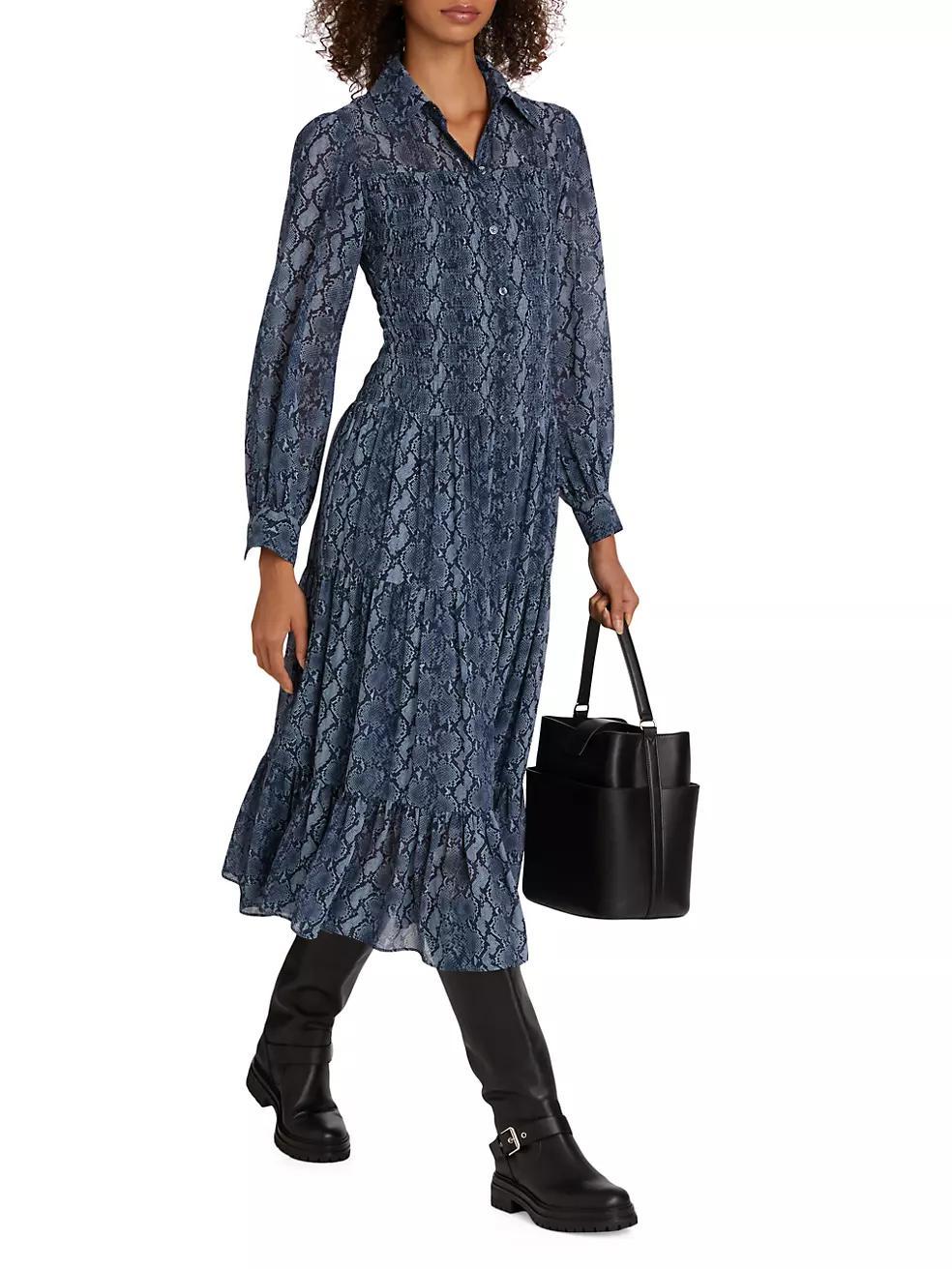 Smocked Button Down Shirtdress Product Image