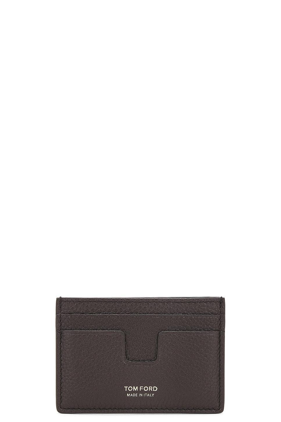 TOM FORD Logo-print Leather Cardholder In Brown Product Image