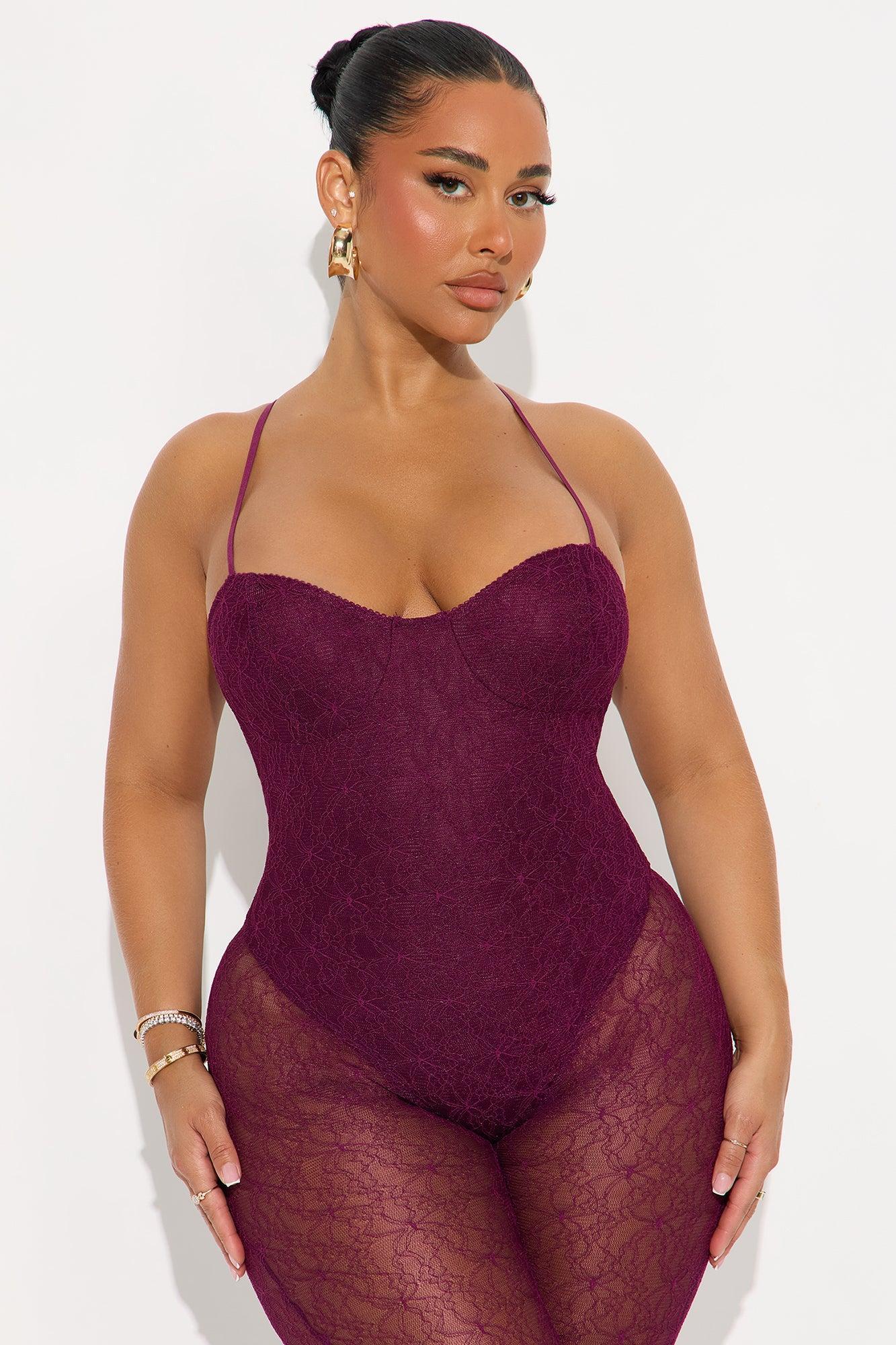Give Me A Sign Lace Capri Jumpsuit - Plum Product Image