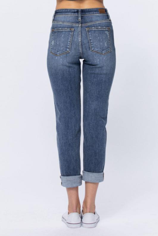 82346   Arantza Hi-Rise Bleach Splash Boyfriend Judy Blue Jeans Product Image