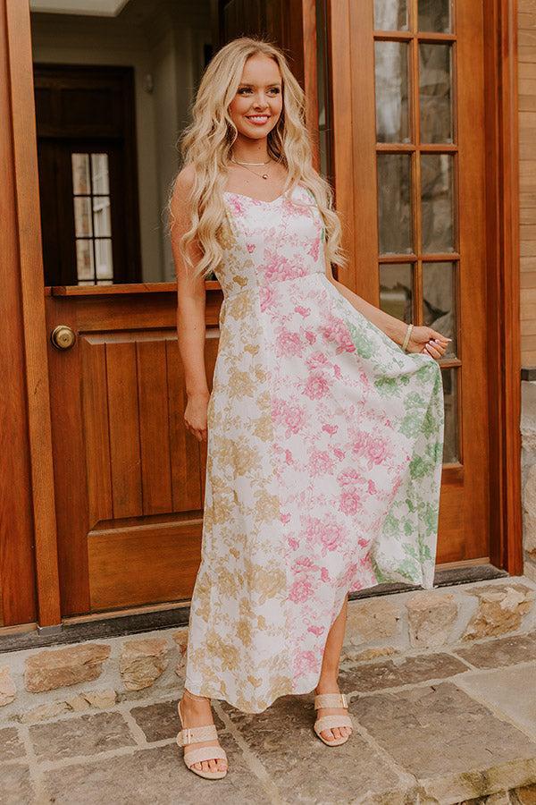 Loving Gaze Floral Color Block Maxi Dress Product Image
