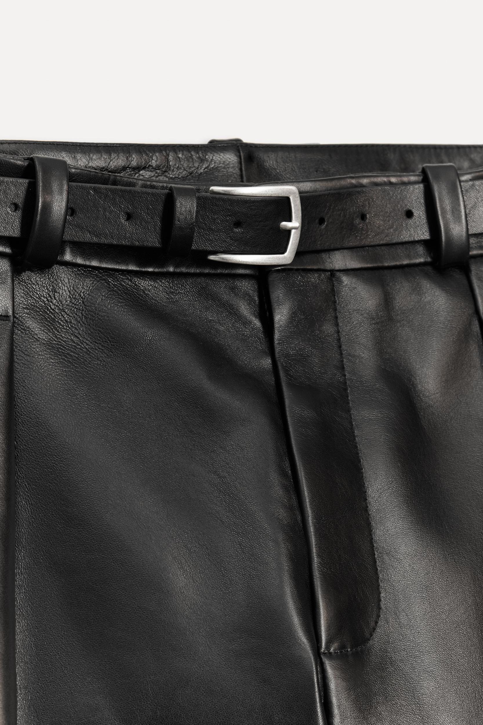 PLEATED LEATHER BELTED PANTS 50TH ANNIVERSARY Product Image